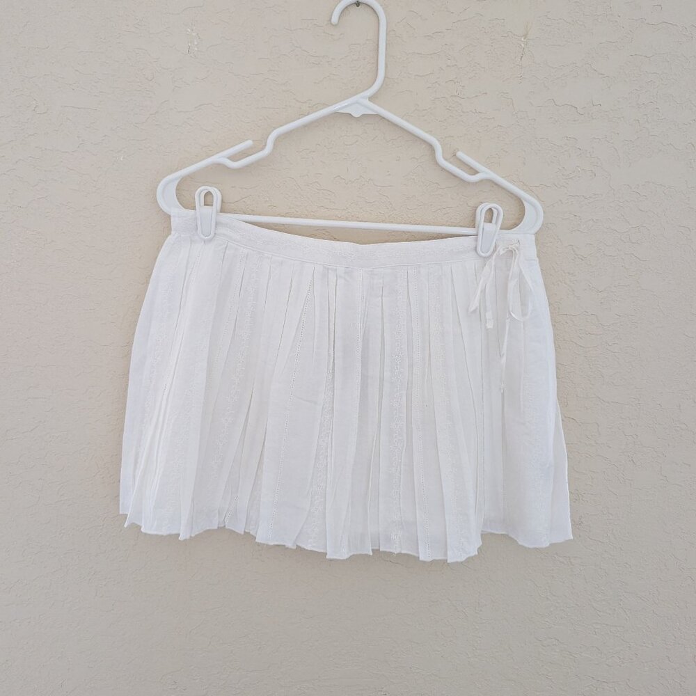 Vintage American Eagle Y2K White Pleated Lined Summer Mini Skirt Sz 6 NWT